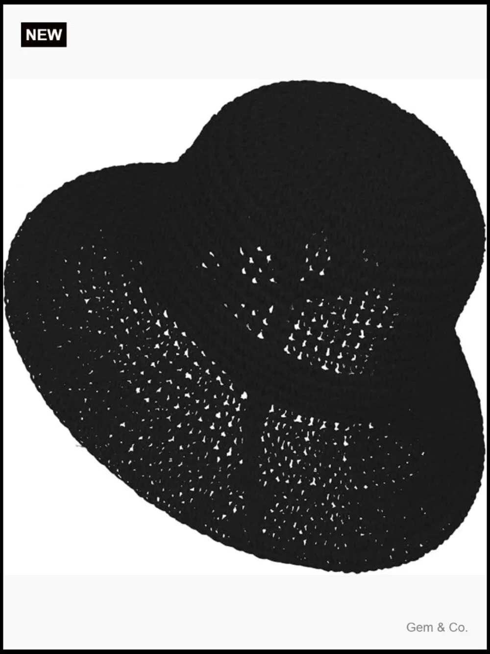 Handmade Crochet Straw Bucket Sun Hat Foldable Travel Cap Summer